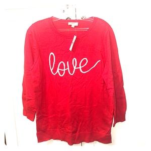 Loft Brand New Valentines Love Sweater Wm Sz L NWT